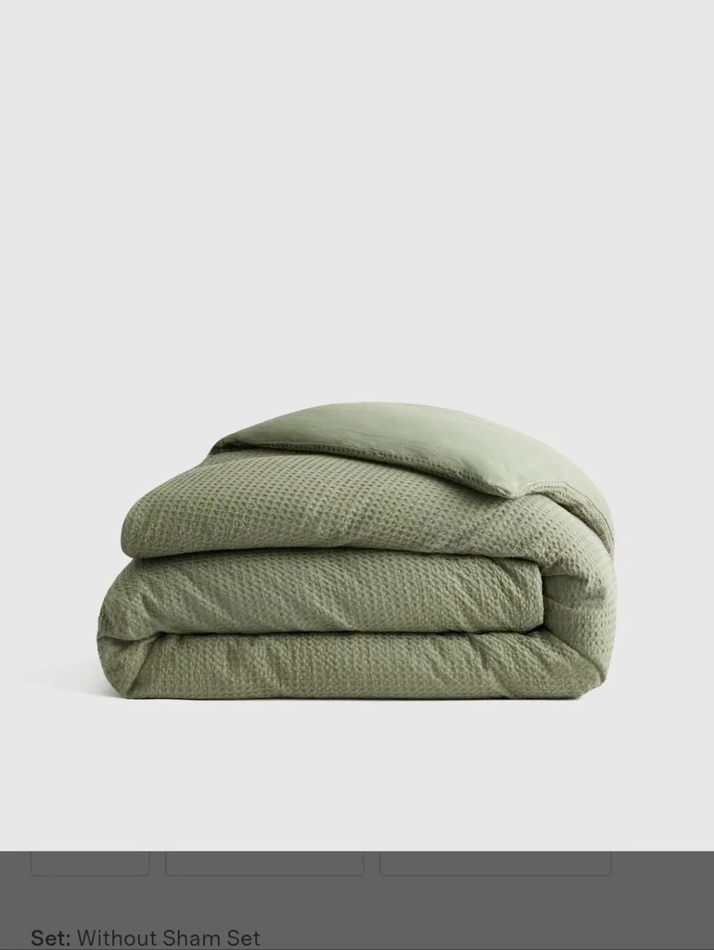 New Quince QUEEN 100% Organic Cotton Luxe Honeycomb Duvet Cover Olive Green